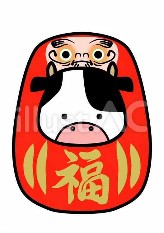 だるま　牛 だるま,牛,赤のイラスト素材