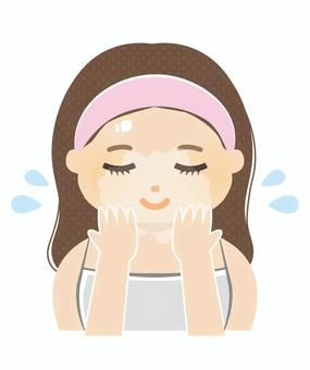 洗顔する女性 洗顔する女性 洗顔,女性,ベクター,ヘアバンド,美容,かわいい,水滴,キャミソール,スキンケア,メイク落としのイラスト素材