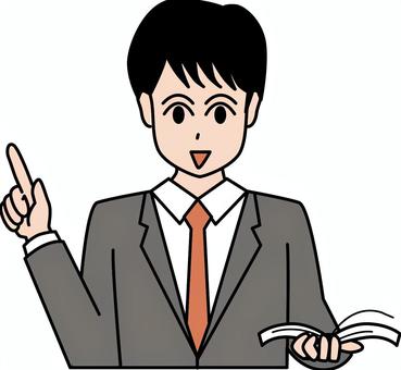 先生説明 先生,講師,本,持つ,説明,解説,スーツ,ネクタイ,男性,表情のイラスト素材