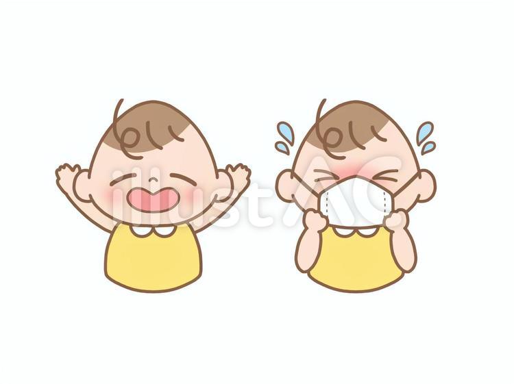 赤ちゃんのマスク注意 赤ちゃん,マスク,注意のイラスト素材