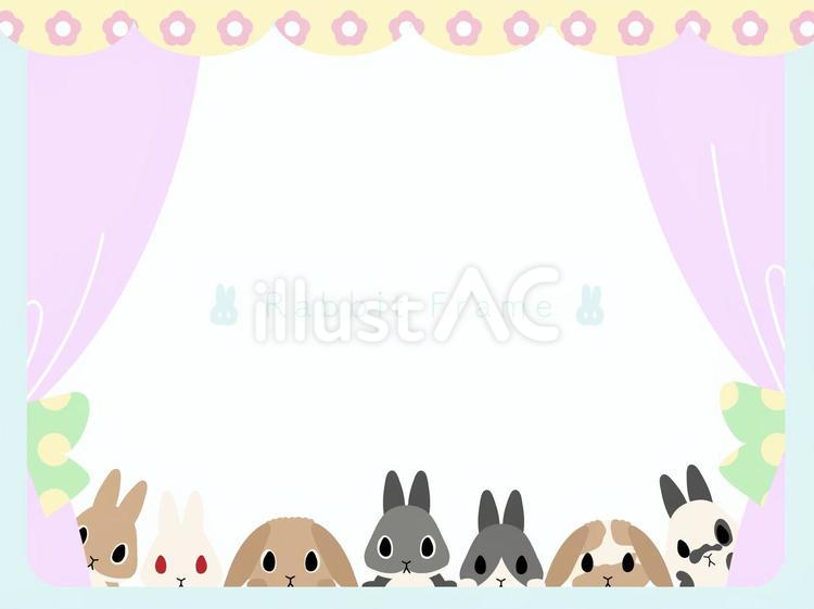 窓からぴょこ！かわいいうさぎフレーム ウサギ,うさケツ,耳のイラスト素材
