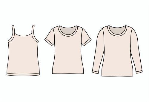 女性インナー（キャミ・半袖・長袖） インナー,下着,女性,肌着,キャミソール,半袖,長袖,衣類のイラスト素材