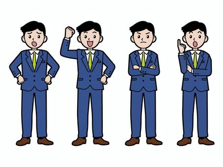 ビジネスパーソン１ ビジネスパーソン,ビジネスマン,ビジネスシーン,感情,動作,表情,困る,悩む,やる気,元気のイラスト素材