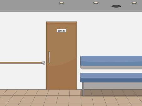 診察室の外側のドア 診察室,病院,クリニック,診療所,診察,ドア,廊下,ベンチ,長椅子,診療のイラスト素材