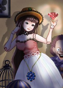 人形 人形,ダイヤ,おもちゃ,ロングヘアー,帽子のイラスト素材