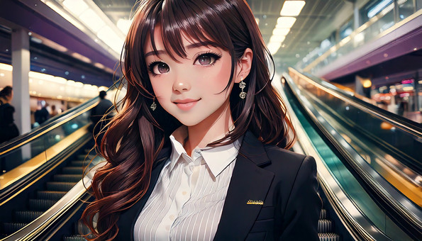 エスカレーターに乗ります