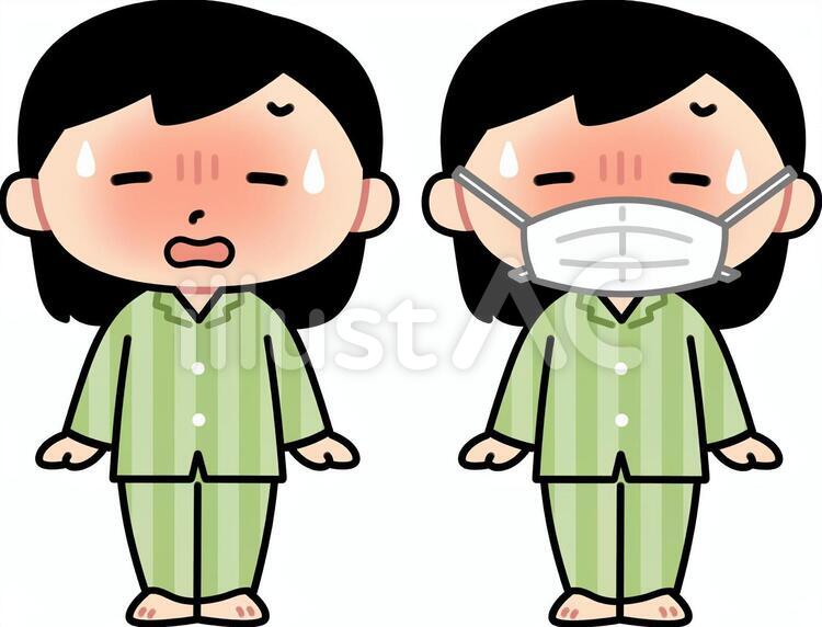 具合が悪そうな女の子(マスク差分) 人物,女の子,子供のイラスト素材