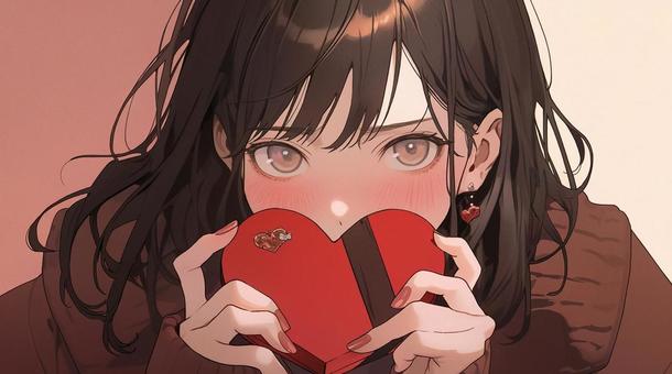 Illustration, girl, valentine, heart, 