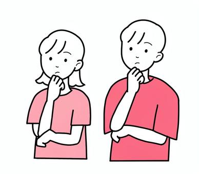 シンプル考える男女（p） シンプル,男女,考える,悩む,男,女,人,カップル,夫婦,うーむのイラスト素材