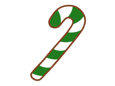 クリスマス・スティック（グリーン） クリスマス,スティック,グリーン,緑,白,ホワイト,お菓子,キャンディ,装飾品,飾物のイラスト素材