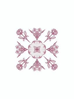 タイルの様なボタニカルデザイン 植物,花,ボタニカル,葉,ラベンダー,手描き,ピオニー,忘れな草,線画,モノトーンのイラスト素材