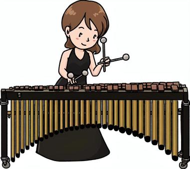 マリンバを演奏する女性 マリンバ奏者,マリンバ,女性,演奏,オーケストラ,クラシック,コンサート,奏者,全身,演奏中のイラスト素材
