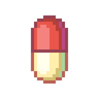 ドット絵のカプセル剤 カプセル,薬,赤,医薬品,医療,治療,薬局,ゲーム,ドット絵,ピクセルのイラスト素材