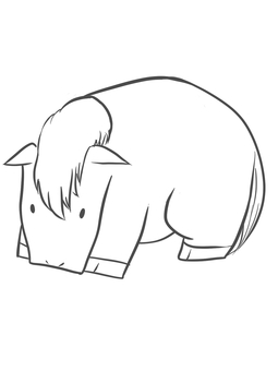 丸い馬(線画) 午,馬,丸い,線画,シンプル,干支,塗り絵のイラスト素材