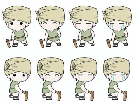 鍬を振る男性(弥生時代)① 鍬を振る男性(弥生時代)① 男性,全身,2頭身,弥生時代,貫頭衣,歴史,日本史,農業,稲作,農具のイラスト素材