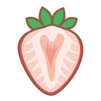 シンプルないちごの断面 いちご,切り口,断面,カット,半分,ヘタ,果物のイラスト素材