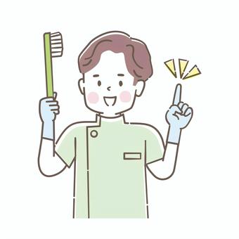 歯磨きの指導をする男性の歯科医師 歯科,歯ブラシ,治療,歯磨き,医療,可愛い,クリニック,歯科検診,男性,笑顔のイラスト素材