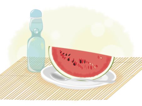 すいかのイラスト3 すいか,夏休み,スイカ,ラムネ,夏,真夏,暑中見舞い,盛夏,涼夏,サイダーのイラスト素材