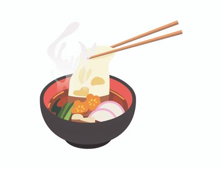 お雑煮 お雑煮,正月,温かい,湯気,箸,和食,料理,餅,かまぼこ,人参のイラスト素材