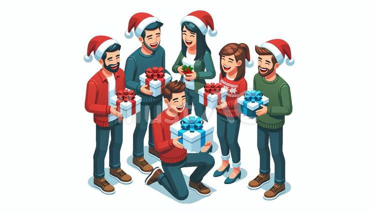 クリスマスを楽しむ友人・仲間 クリスマス,イブ,パーティーのイラスト素材