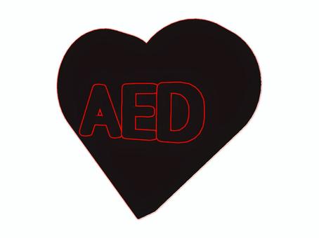 ハートにAEDの文字　ネオンver aed,ハート,アイコン,心停止,文字,救命,電気ショックのイラスト素材