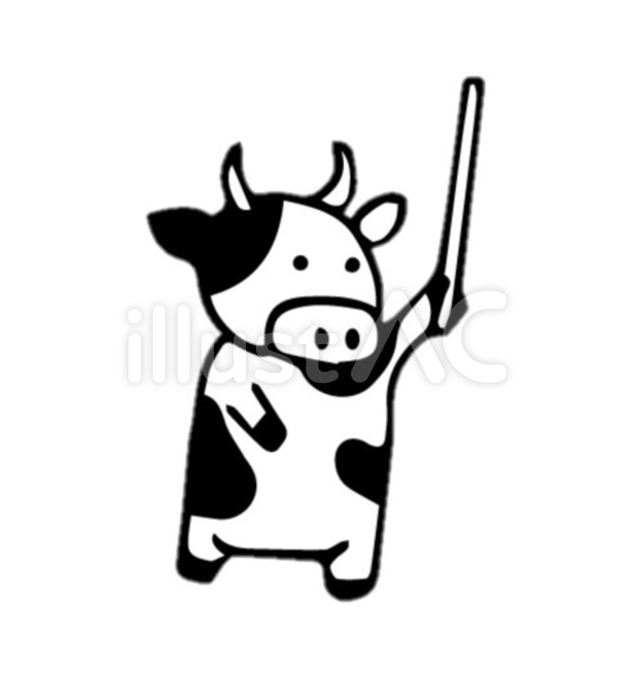 指示棒を持ったうし 牛,動物,指示棒のイラスト素材