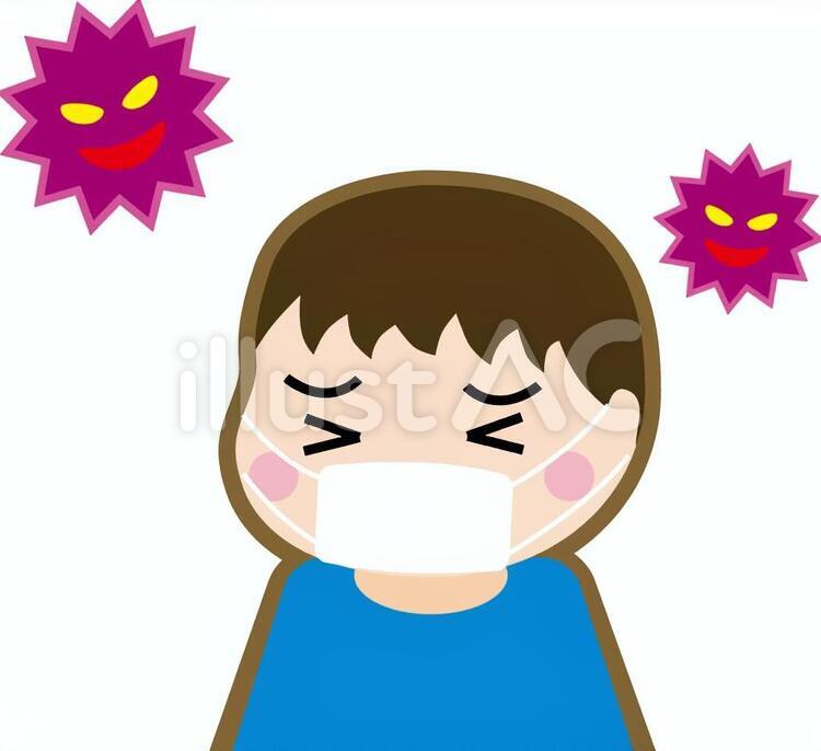 マスクをする子供３ マスク,予防,病気のイラスト素材