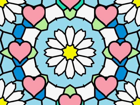 シームレスなモザイク　ｒ　ホワイトデー ホワイトデー,マーガレット,花柄,ガーデニング,ハート,マーク,お祝い,飾り,幸せ,ロマンのイラスト素材