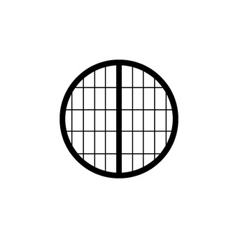 和風の丸い障子窓（黒） 和風,窓,丸,風流,趣深い,シンプルのイラスト素材