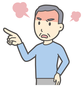  ロンTお爺さん-027-バスト 怒る,お爺さん,高齢者,老人,男性,祖父,人物,かわいい,激怒,指のイラスト素材