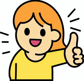 グッドサインをしている女の子 グッドサイン,いいね,ポーズ,サムズアップ,笑顔,明るい,元気,かわいい,ポジティブ,女の子のイラスト素材