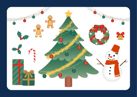 クリスマスの装飾イラストセット