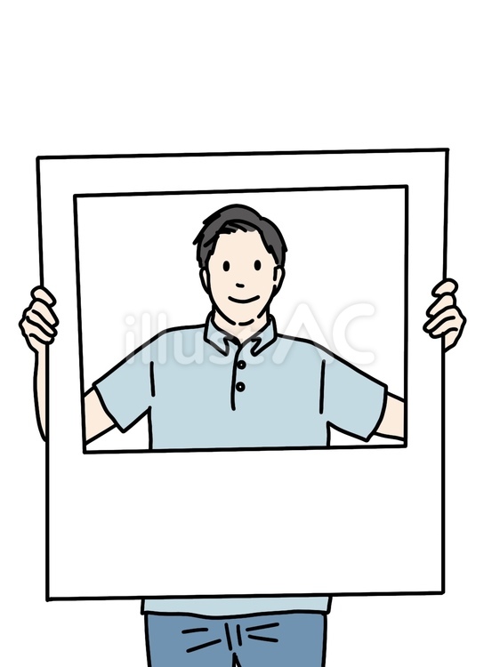 フォトフレームをもつ男性 人物,男性,フォトブースのイラスト素材