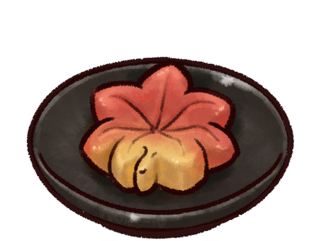 紅葉の上生菓子・秋の和菓子イラスト もみじ,上生菓子,練り切り,和菓子,秋,11月,晩秋,和風,茶道,お茶菓子のイラスト素材