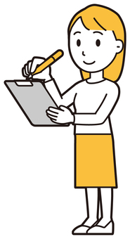  ロングヘア女性(黄)-004-全身