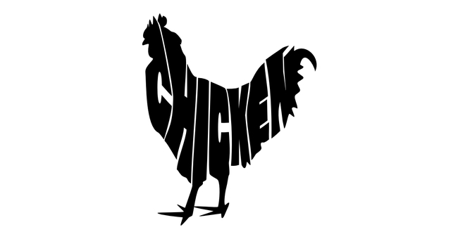 鶏のシルエット「CHICKEN」 文字,ロゴ,チラシ,鶏,クリスマス,レストラン,メニュー,シルエット,チキン,唐揚げのイラスト素材