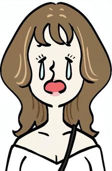 泣いている女性 泣いている女性 人,人物,人間,若者,女性,女,女の子,女子,茶髪,表情のイラスト素材