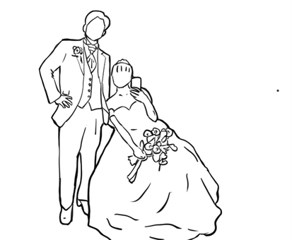 結婚式の写真を撮る新郎新婦 結婚式,結婚,新郎新婦,新郎,新婦,ドレス,タキシード,夫婦,花束,指輪のイラスト素材
