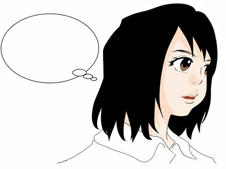 考える女性のイラスト