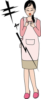 悲鳴主婦　 悲鳴,大声,怖い,恐怖,事件,若い,女性,エプロン,主婦,文字のイラスト素材
