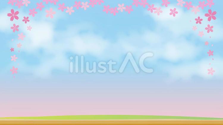 春の桜と空の背景 春,桜,背景のイラスト素材