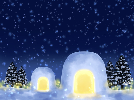 冬の便り 雪国のかまくらイラスト【3】 かまくら,冬,雪国,12月,1月,2月,雪まつり,お正月,雪,東北のイラスト素材