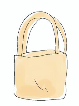 バック水彩風黄色 バック,エコバック,入れ物,袋,生活,シンプル,かわいい,黄色,水彩風,荷物のイラスト素材