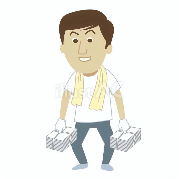 資源回収をしている男性 男性,男,日本人のイラスト素材