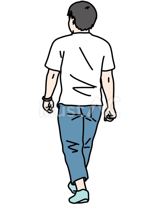 歩く男性の後ろ姿 男性,背面,ズボンのイラスト素材