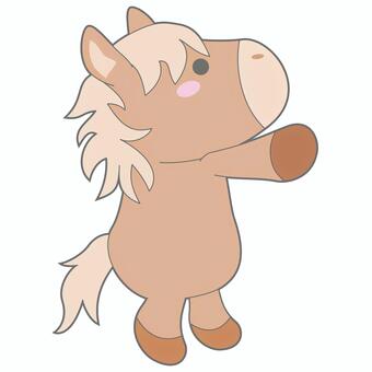 横向きで手を伸ばして立っている馬（線有） 馬,横向き,立つ,手を伸ばす,全身,動物,動物園,牧場,イラスト,可愛いのイラスト素材