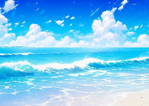 Illustration, sea, wave, beach, 