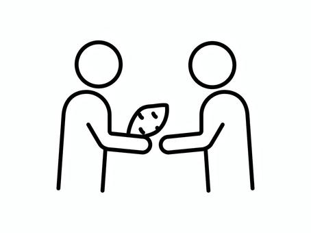 さつまいもを手渡す人のイラスト さつまいもを手渡す人のイラスト さつまいも,手渡す,プレゼント,やりとり,人物,シンプル,農業,収穫,感謝,秋のイラスト素材