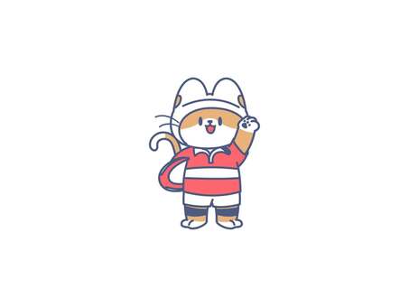 ラグビー選手 ラグビー,選手,スポーツ,ねこ,ラグビーボール,ヘッドキャップ,キャラクターのイラスト素材