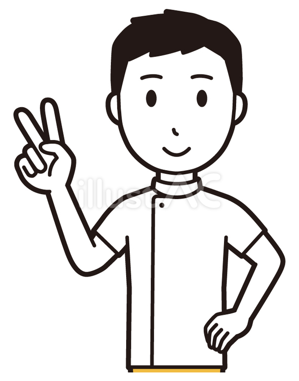  理学療法士男(黄)-098-バスト ピース,理学療法士,整体師のイラスト素材